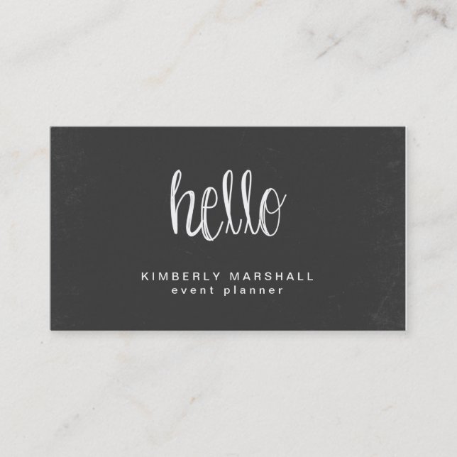 Chalkboard Hello Business Cards / Peach Visitenkarte (Vorderseite)