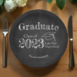 Chalkboard High School Foto Abschluss Pappteller