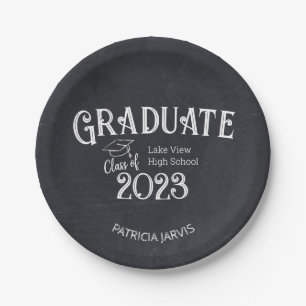 Chalkboard High School Foto Graduation Party Pappteller