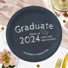 Chalkboard High School Foto Graduation Party Pappteller