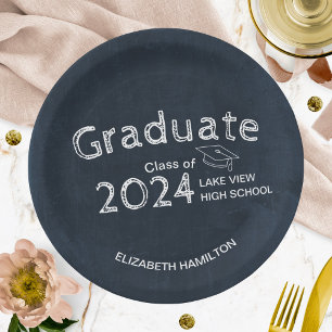 Chalkboard High School Foto Graduation Party Pappteller
