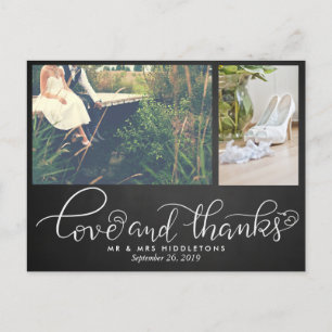 Chalkboard Hochzeit Liebe und danke Zwei Fotos Postkarte