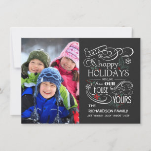 Chalkboard Holiday Flat Foto Cards Feiertagskarte