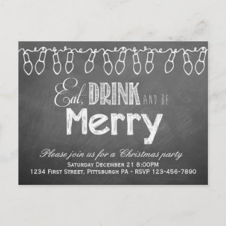 Chalkboard Holiday Party Postkarte Einladung