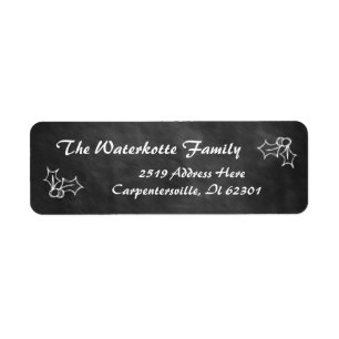 Chalkboard Holly Berry Weihnachtsadressen-Labels