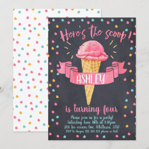 Chalkboard Ice-Creme zum Geburtstag Einladung