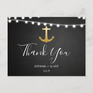Chalkboard Imitate Gold Foil Anchor Hochzeit Viele Postkarte