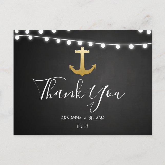 Chalkboard Imitats Gold Foil Anchor Hochzeit Viele Postkarte (Vorderseite)
