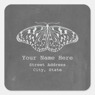 Chalkboard Inspiriert Butterfly-Adressenaufkleber Quadratischer Aufkleber