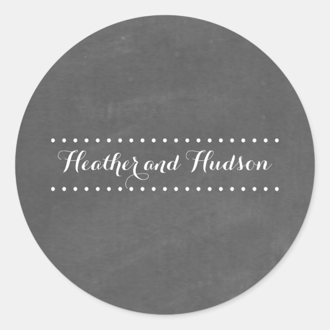 Chalkboard Inspiriert Hochzeitsticker Runder Aufkleber (Vorderseite)