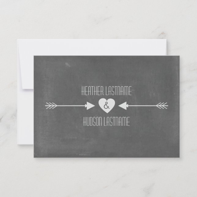 Chalkboard Inspiriert White Arrows Wedding R.S.V.P RSVP Karte (Vorderseite)