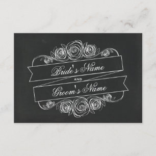Chalkboard Inspirierte Rose Banner Hochzeit RSVP Karte