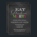 Chalkboard isst Drink und sei frohe Weihnachten Einladung<br><div class="desc">Eine lustige Einladung zum Urlaub. Die Einladung kann einfach an Ihre Veranstaltung angepasst werden, indem Sie Ihre Veranstaltungsdetails, den Stil des Schriftartes, die Größe des Schriftartes und den gewünschten Wortlaut hinzufügen, indem Sie auf den Knopf "Diese Vorlage personalisieren" klicken. Passen Sie dieses Design noch weiter an, indem Sie auf das...</div>