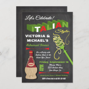 Chalkboard Italian Rehearsal Dinner Invitations Einladung