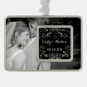 Chalkboard Jubiläum Hochzeit Sweetheart Fotos Rahmen-Ornament Silber