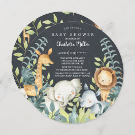 Chalkboard Jungle Animals Baby Dusche Einladung