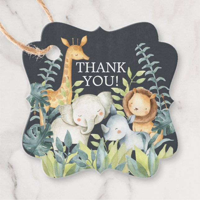 Chalkboard Jungle Baby Dusche Gefallen Geschenktag Geschenkanhänger (Vorderseite)