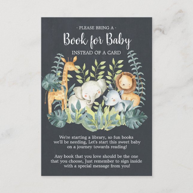 Chalkboard Jungle Baby Shower Book for Baby Card Begleitkarte (Vorderseite)