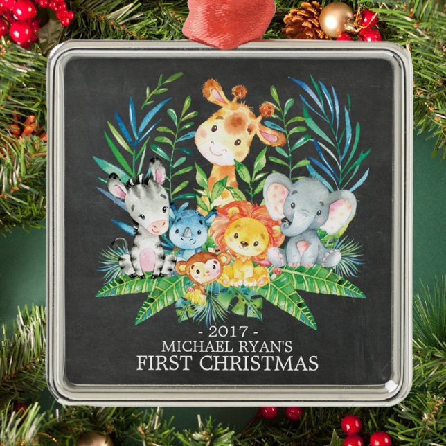 Chalkboard Jungle Baby's First Christmas Ornament (Von Creator hochgeladen)