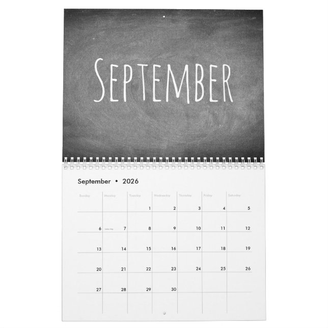 Chalkboard Kalender für benutzerdefinierte Jahre S (Sep 2026)