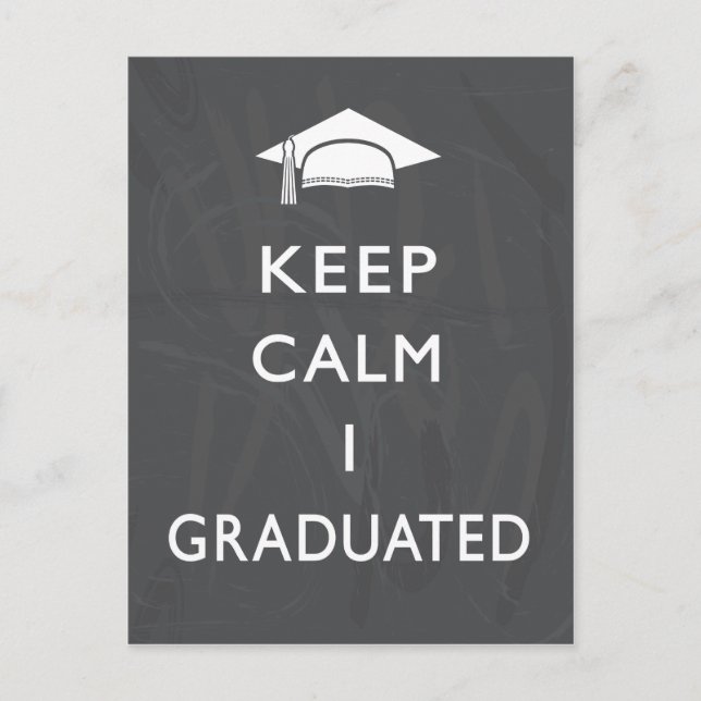 Chalkboard Keep Calm Graduation Thank You Postkarte (Vorderseite)
