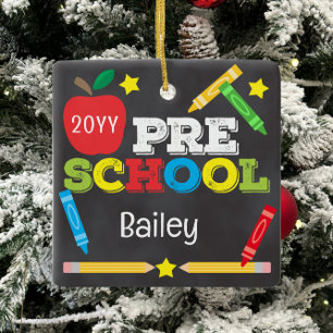 Chalkboard-Keepake-Vorschulzeit - farbenfrohe Kind Keramikornament