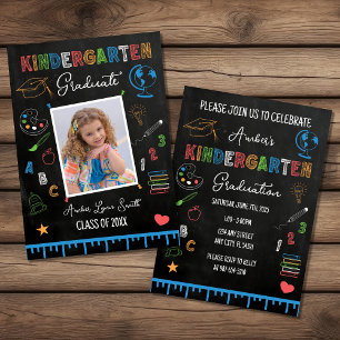 Chalkboard Kindergarten Abschluss Foto Einladung