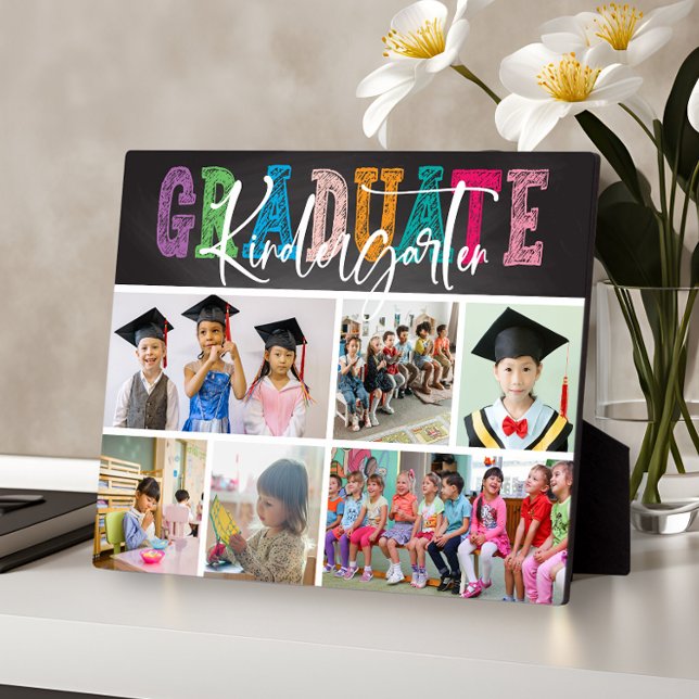 Chalkboard Kindergarten Graduate Foto Collage Fotoplatte (Von Creator hochgeladen)