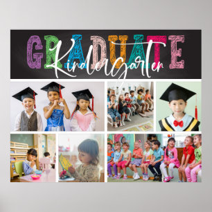 Chalkboard Kindergarten Graduate Foto Collage Poster