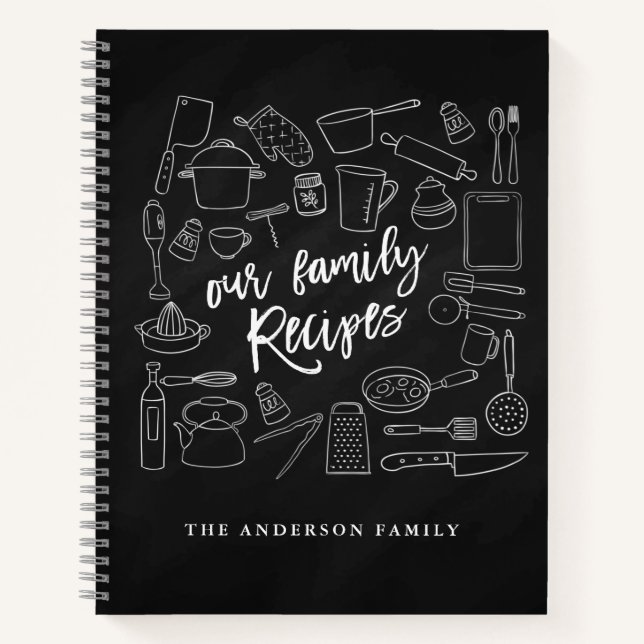 Chalkboard Kitchen Tools Personalisiert Rezept Notizbuch (Vorderseite)