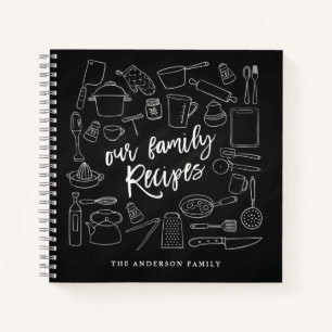 Chalkboard Kitchen Tools Personalisiert Rezept Notizbuch