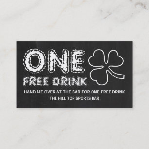 Chalkboard Kleeblatt St Patrick's Day Drinks Ticke Visitenkarte