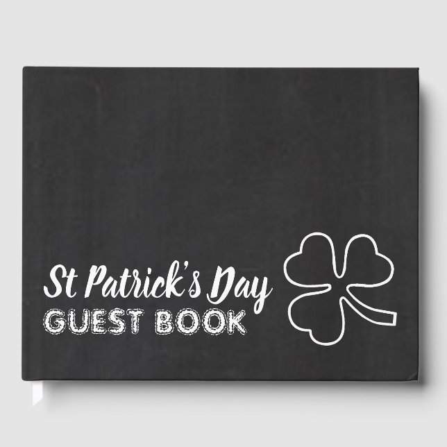 Chalkboard-Kleeblatt, St Patrick's Day Gästebuch (Vorderseite)