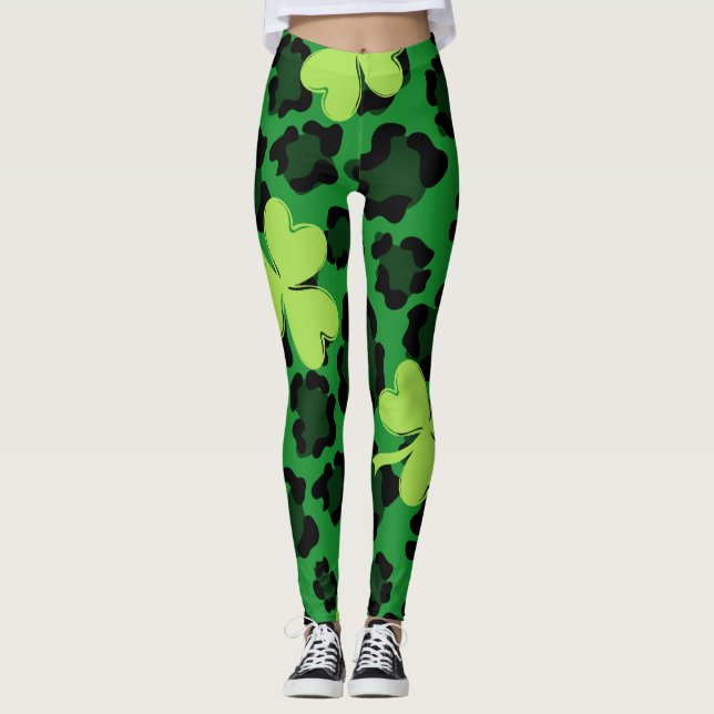 Chalkboard Kleeblatt St. Patrick's Day Leggings (Vorderseite)