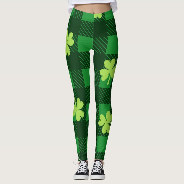 Chalkboard Kleeblatt St. Patrick's Day Leggings (Vorderseite)