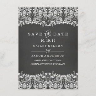 Chalkboard & Lace Save the Date Card