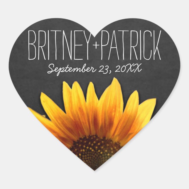 Chalkboard Land Rustikale Sonnenblumen Gastgeschen Herz-Aufkleber (Vorderseite)