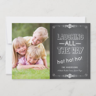 Chalkboard Laughter Ho Ho Ho Holiday Foto Card Feiertagskarte