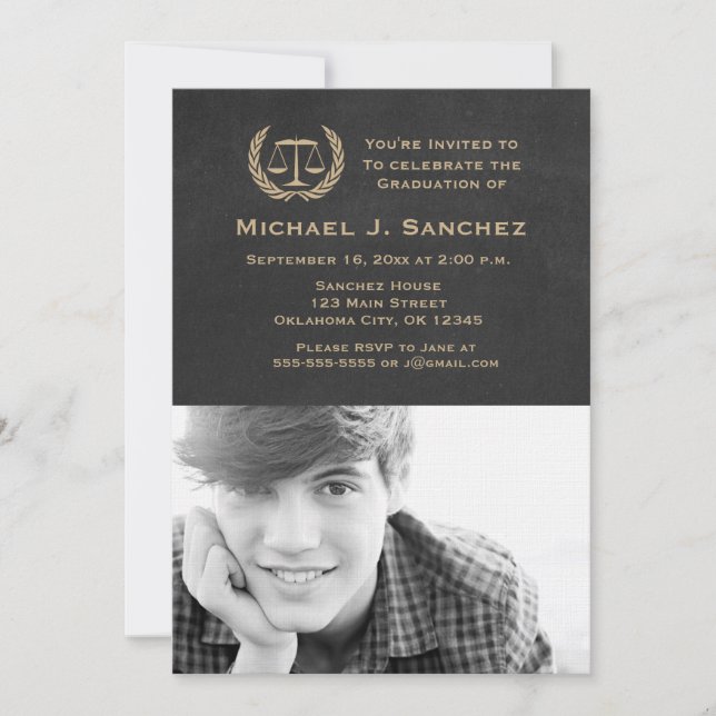 Chalkboard Law School Abschluss Einladung (Vorderseite)