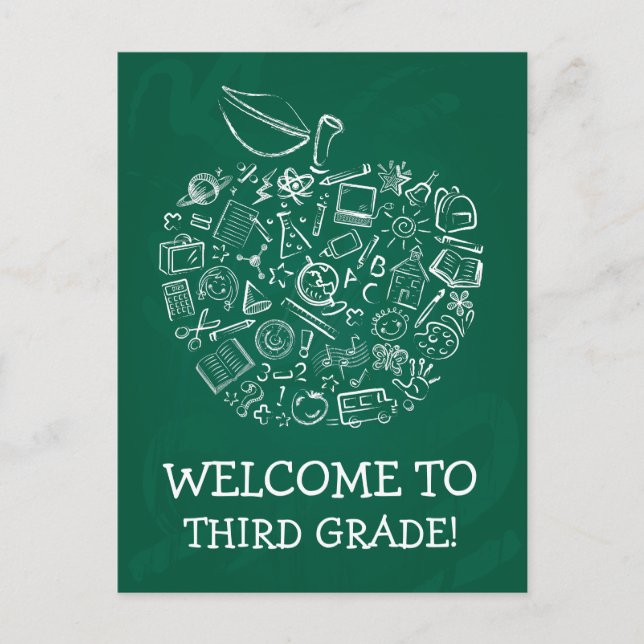 Chalkboard-Lehrer Apple-Postkarte Postkarte (Vorderseite)