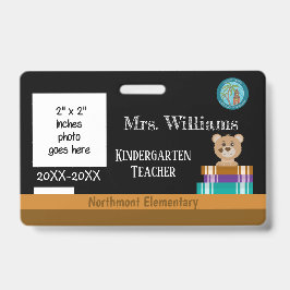 Chalkboard Lehrer ID Abzeichen mit District Siegel Ausweis