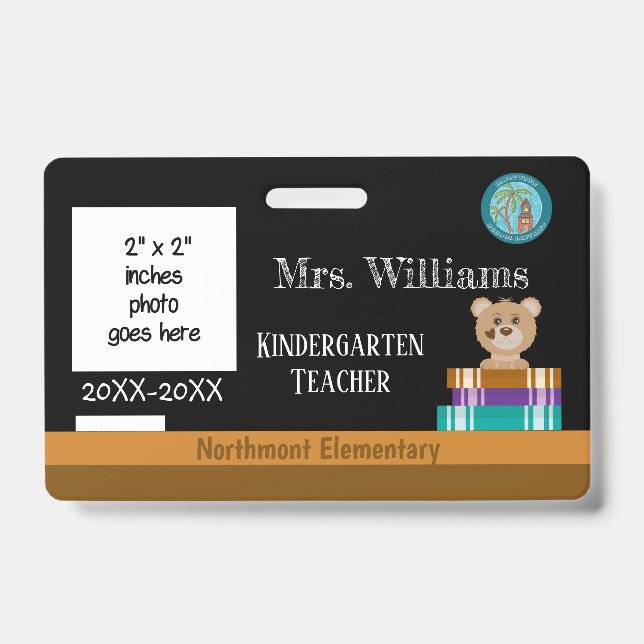 Chalkboard Lehrer ID Abzeichen mit District Siegel Ausweis (Vorderseite)
