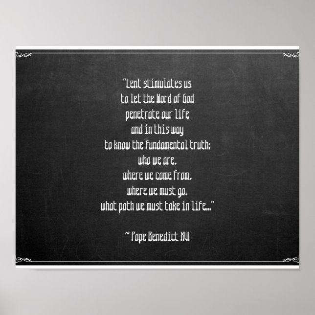 Chalkboard Lent Meaning Pope Benedict XVI Oster Poster (Vorne)