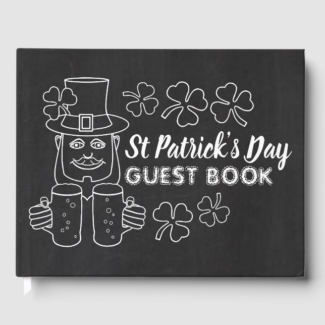 Chalkboard Leprechaun, St Patrick's Day Gästebuch (Vorderseite)