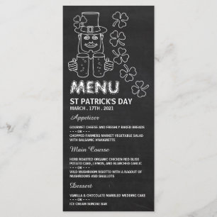 Chalkboard Leprechaun, St Patrick's Day Menu Card Menükarte