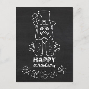 Chalkboard Leprechaun, St Patrick's Day Postkarte