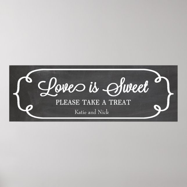 Chalkboard-Liebe ist Sweet Sign Poster (Vorne)