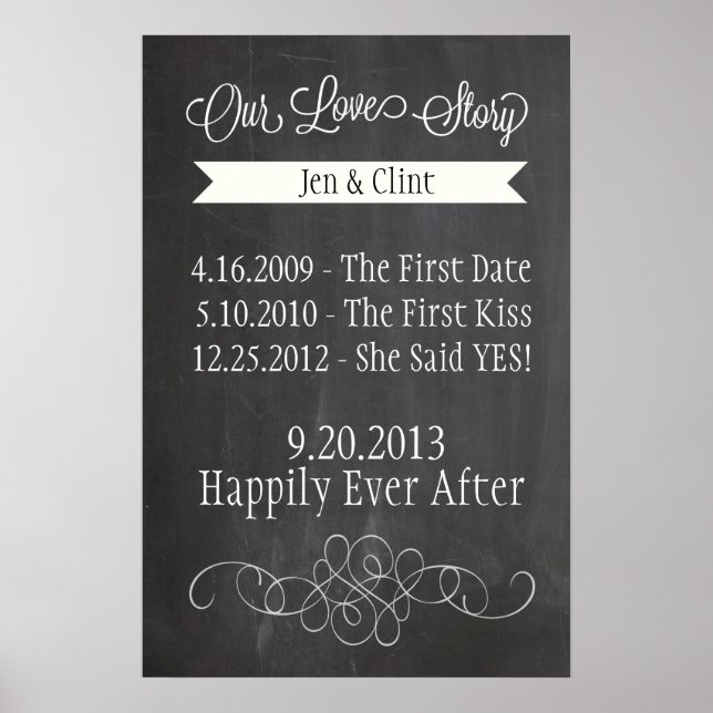 Chalkboard Liebe Story Poster (Vorne)