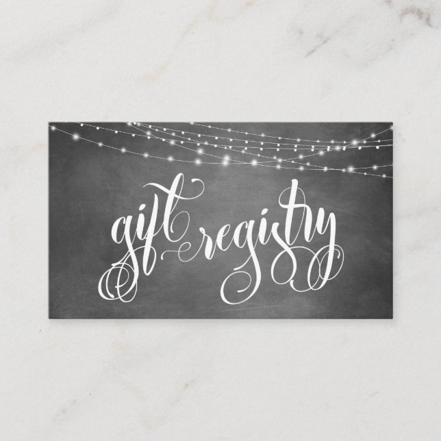 Chalkboard Light Strings Elaborate Gift Registry e Begleitkarte (Vorderseite)
