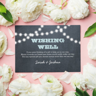 Chalkboard Lights Aqua Hochzeit wünschend gut Begleitkarte